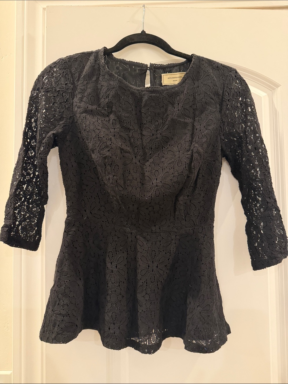 NWT Anthropologie Black Lace Peplum Top size 0 by Moulinette Soeurs